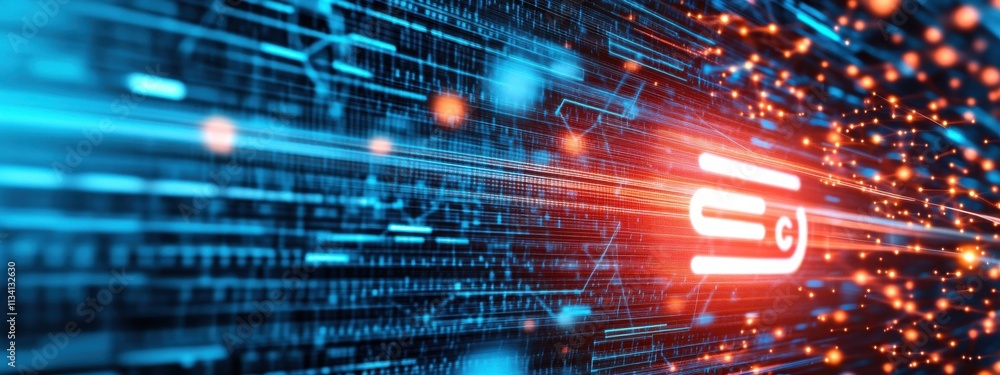 Aufkleber abstract digital background featuring vibrant blue and red lights, glowing circuits, and a dynamic s