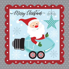 Christmas card design with Santa on the light