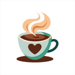 Coffee Cup with Latte Art Heart Vector Illustration