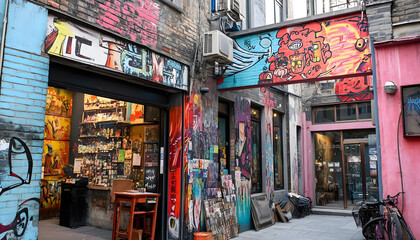 Obraz premium Vibrant Graffiti Alley Art Gallery in China