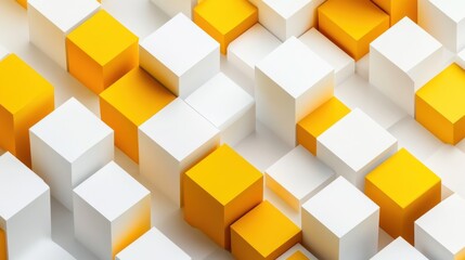 Fototapeta premium Abstract Pattern of White and Yellow Cubes