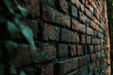 Close-up view of a textured brick wall.