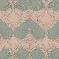 Art Nouveau Botanical Harmony on Muted Tones