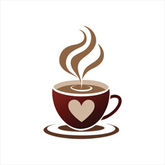 Latte Art Heart in Coffee Cup Illustration for Creative Projects