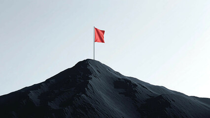 Red Flag on Black Soil Mountain Peak