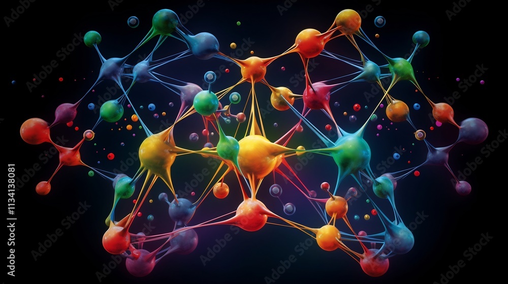 Aufkleber symmetrical molecular networks arranged in a visually striking and elegant digital art design depict