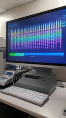 Naklejka premium Laboratory equipment displays colorful data graphs.