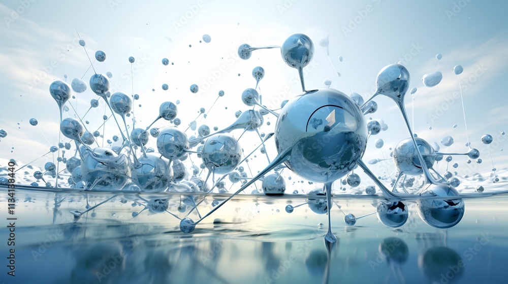 Poster visually striking digital showcasing the molecular composition of water highlighting the intricate a