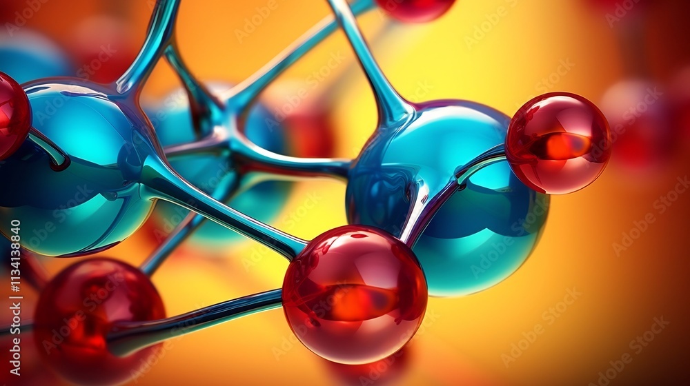 Aufkleber visualization of molecular interactions and atomic structures showcased in a captivating digital art