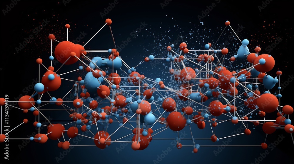 Aufkleber captivating molecular visualization of dynamic chemical reactions showcasing the intricate structure