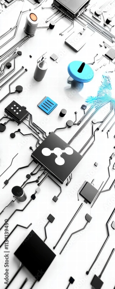 Poster abstract technology circuit board with components
