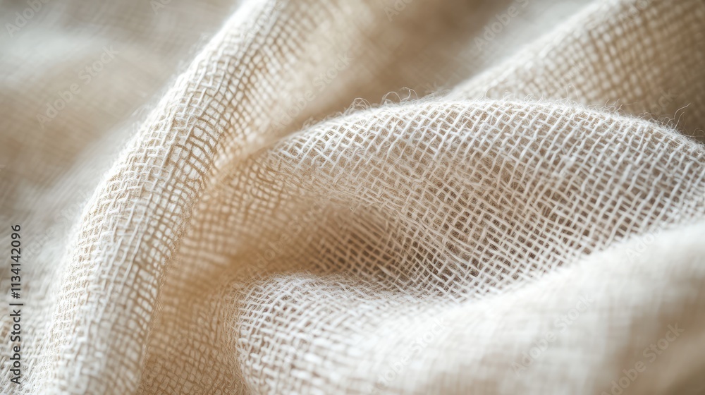 Poster a close-up of a woven fabric texture with subtle stripes, highlighting the thread interlacing techni