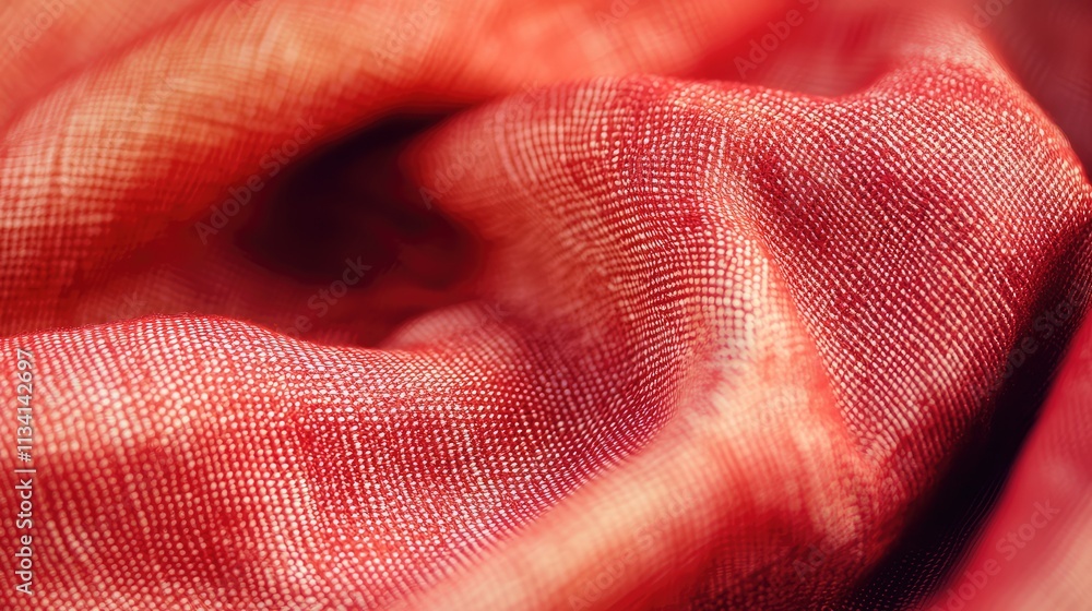 Poster a close-up of a woven fabric texture with subtle stripes, highlighting the thread interlacing techni
