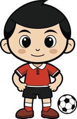 Cute Cartoon Soccer Player Ready to Play 