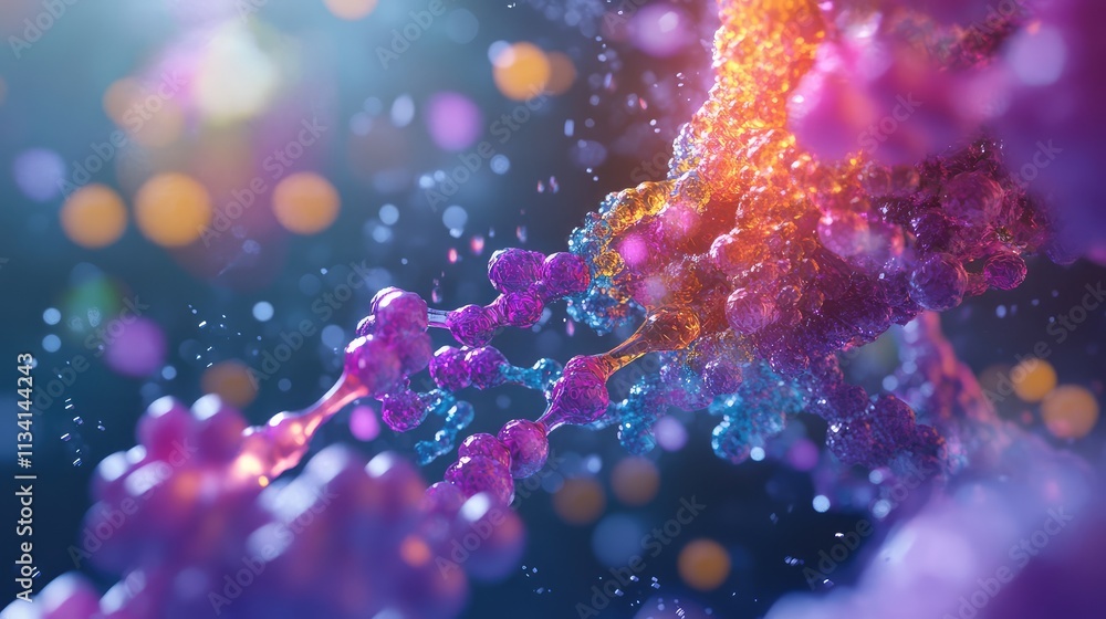 Poster a close-up of an enzyme molecule, illustrating the active site and how substrates interact with the 
