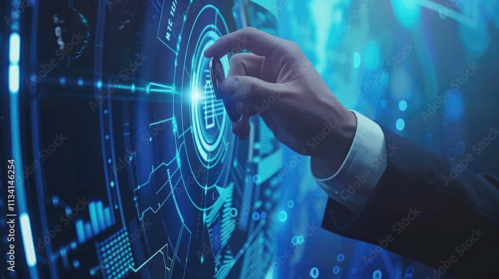 Aufkleber businessman holding security padlock button on virtual screens, technology internet and networking c
