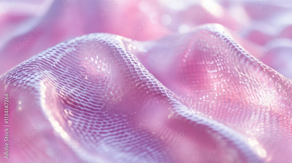 Poster a close-up view of a plastic structure under a microscope, revealing the smooth surface with micro-i