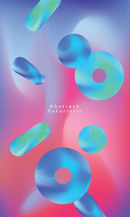 Abstract futuristic, technology background, fluid shapes in vibrant neon colors, blue, green, and cyan.