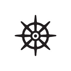 Obraz premium Silhouette ship wheel icon vector white background