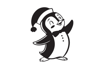 Christmas-penguin  silhouette vector illustration, Christmas-penguin  silhouette 