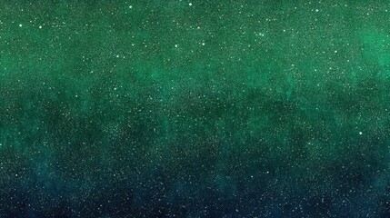 Abstract galaxy background with teal and emerald green tones, speckled with gold stars.