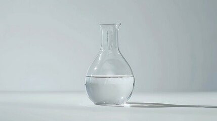 A stylish glass water carafe with a minimalist design, isolated on a bright white surface.
