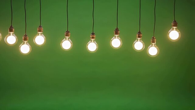 Round bulbs varying in brightness and intensity. Green screen chromakey