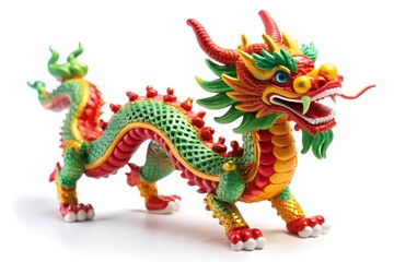 Fototapeta premium Dragon dance toy figurine representation. isolated on white background
