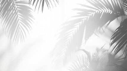Shadow from palm leaves on transparent background. 