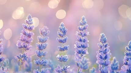 Obraz premium Soft Lavender Blooms with Dreamy Bokeh Background in Pastel Tones, Perfect for Spring Decor and Floral Inspiration
