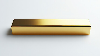 A clean white background with a rectangular gold bar-like object, crafted with metallic shine and smooth reflective surfaces, colored in a radiant sapphire blue tone. The edges are polished with high 