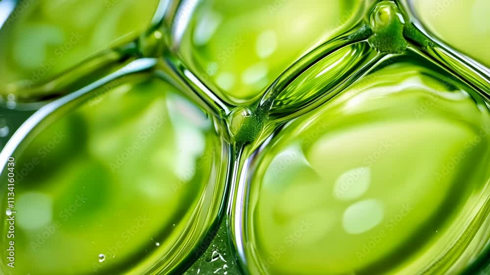 Aufkleber close-up view of green bubbles in a liquid, creating a captivating abstract pattern
