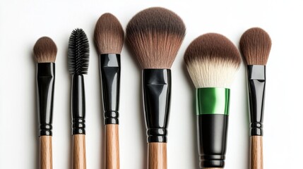 Fototapeta premium A clean set of eco-friendly makeup brushes with a sleek design, isolated on a white background
