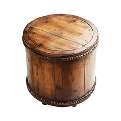 Obraz premium Antique Wooden Barrel Table With Rope Trim