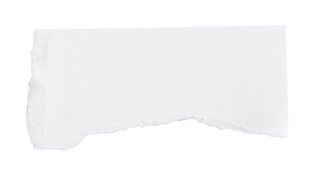 White ripped piece of paper isolated on transparent background PNG file