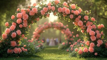 Peach Rose Archway Wedding Ceremony Setting