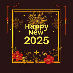 Happy New Year . Design of greeting cards, covers, website banners. Oil paint