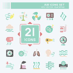 Icon Set Air. related to Air symbol. flat style. simple design editable