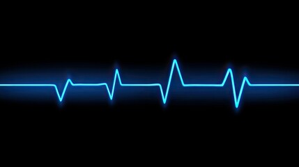 Abstract Digital Pulse Waveform in Vibrant Blue Glow Against Black Background Ideal for Medical, Technology or Sound Visualization in Stock Photography