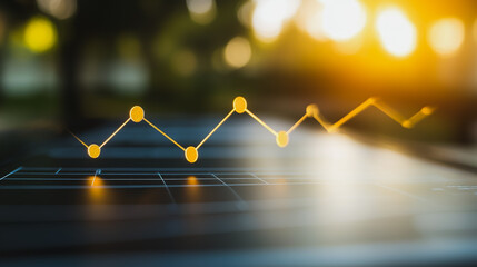 Abstract business Financial charts show a significant increase in profits in the stock market.This is driven by higher interest rates and continued growth. In the innovation world network of financial