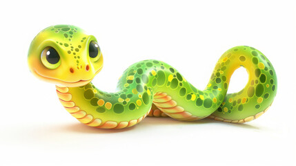 Cute and colorful snake illustration for kids. Cartoon style on white background. Chinese New Year 2025