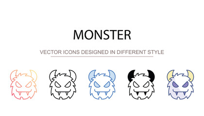 Monster icon design with white background stock illustration