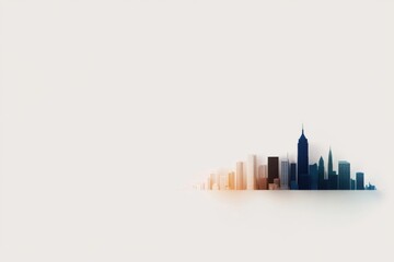 Fototapeta premium Modern city skyline emerging from white background