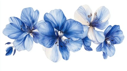 Beautiful Blue Floral Arrangement with Delicate Petals and Soft Color Gradient for Nature and Decoration Themes