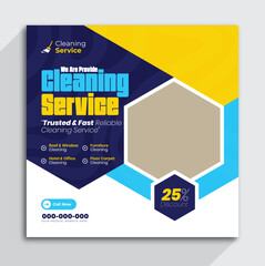 Cleaning service social media post or square flyer template design