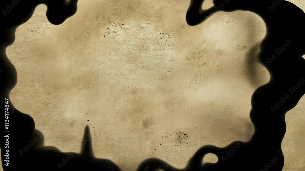 Poster abstract brown and black textured background with fluid shapes and patterns created by paint or ink