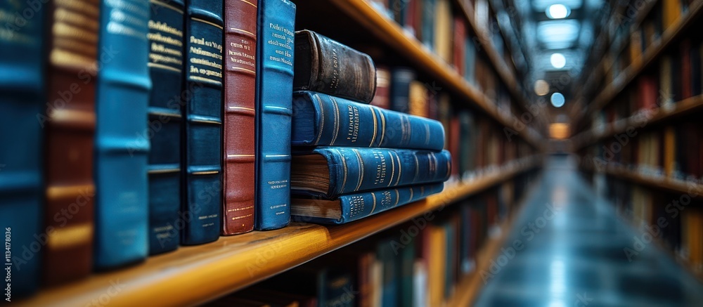 Poster close-up of books on a shelf in a library.