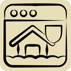 Icon House Insurance. related to Dropshipping symbol. hand drawn style. design editable