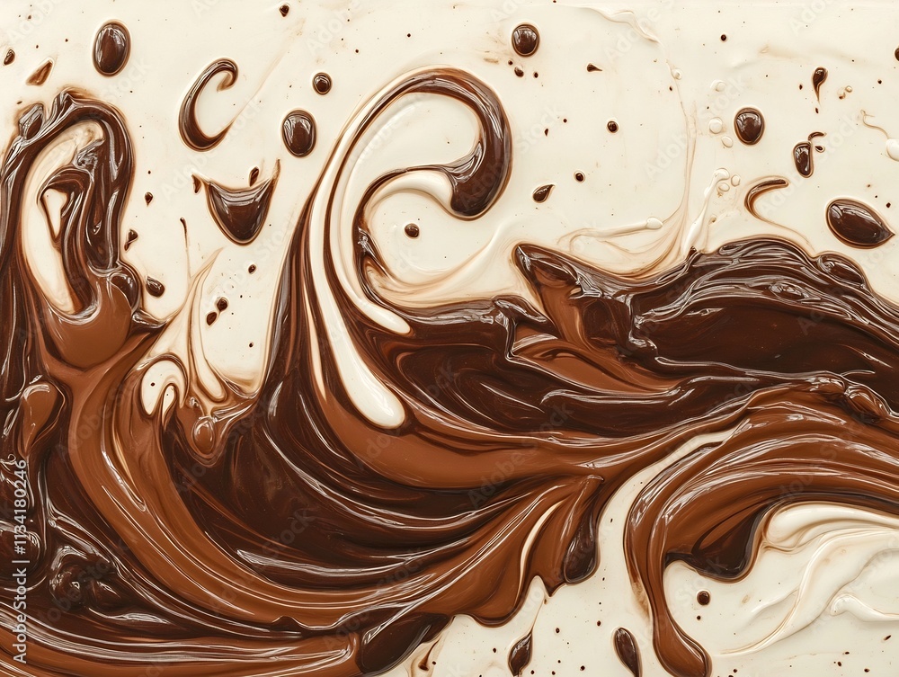 Poster luxurious chocolate swirl viscous liquid flows in captivating abstract patterns