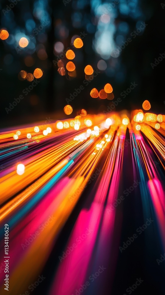 Poster dynamic light trails creating colorful patterns in nature abstract photography outdoor environment c